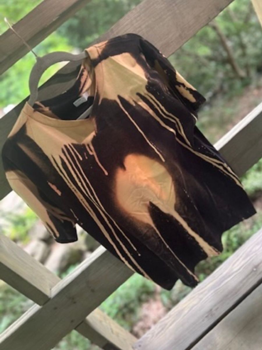 Bleach-dye, black + tan piece by Shera Simone