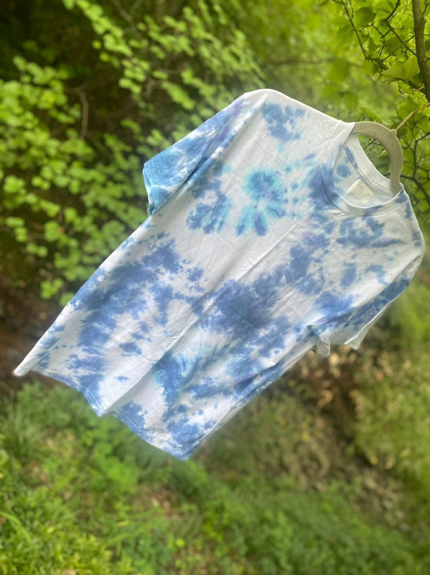 Crumple-dye indigo piece by Shera Simone