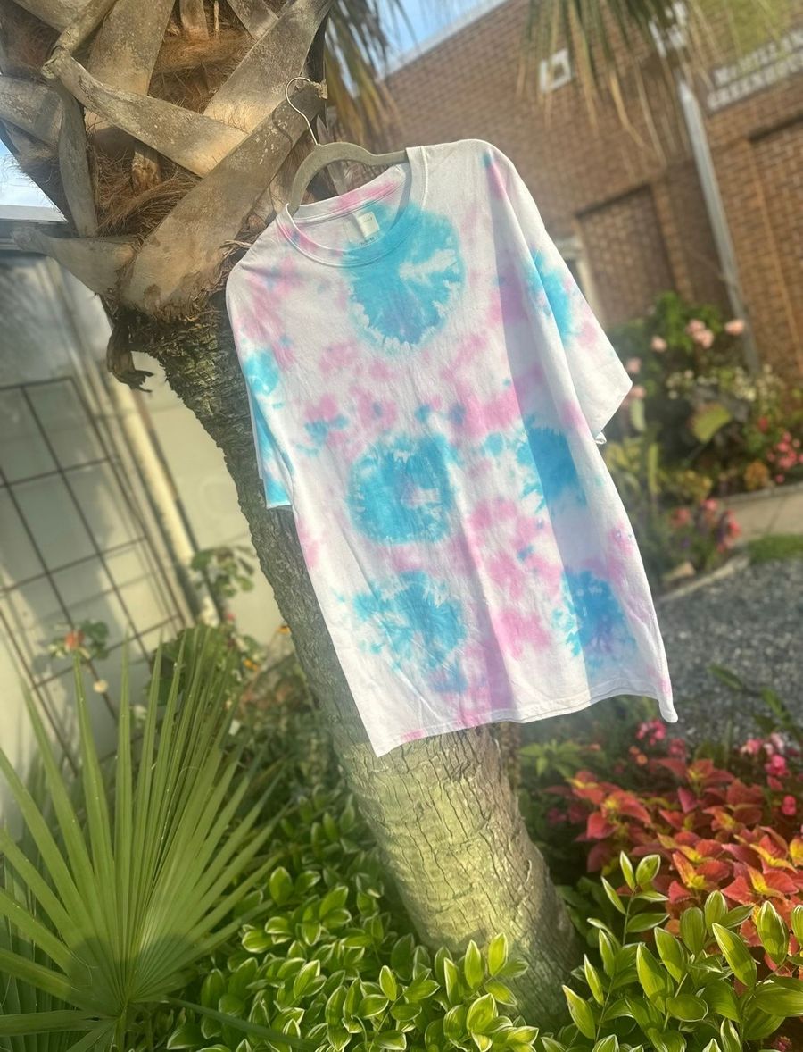 Crumple-dye indigo piece by Shera Simone