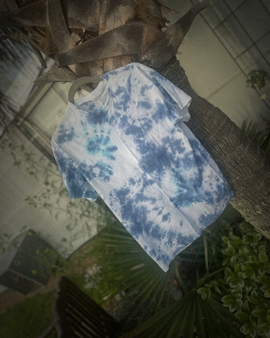 Blue spiral hand-dyed tee