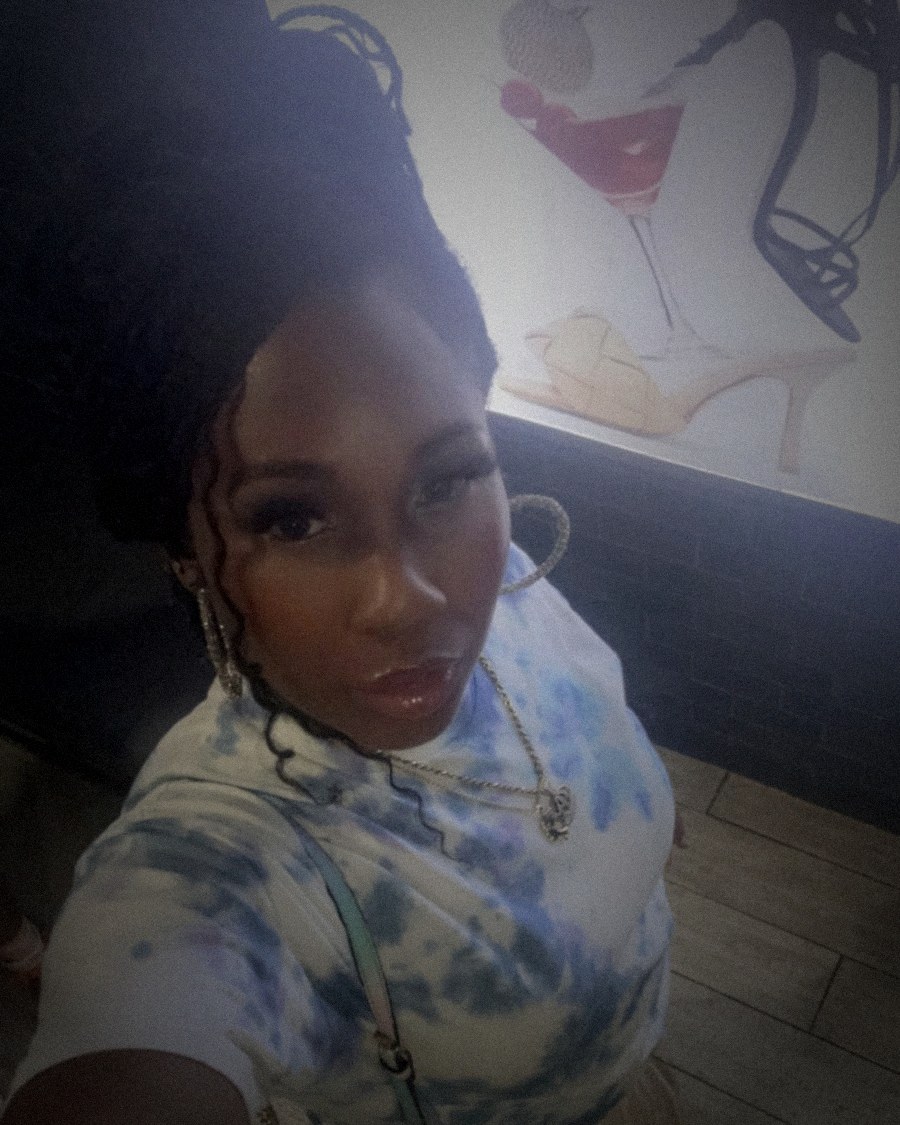 Shera Simone wearing a hand-dyed piece